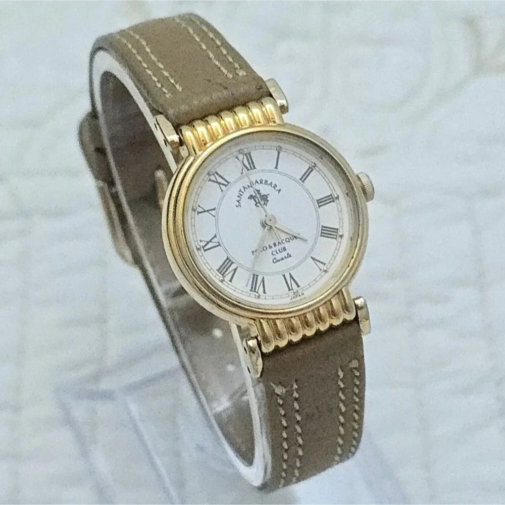 VTG Santa Barbara Polo & Racquet Club Ladies Watch Gold Tone Japan Old Money